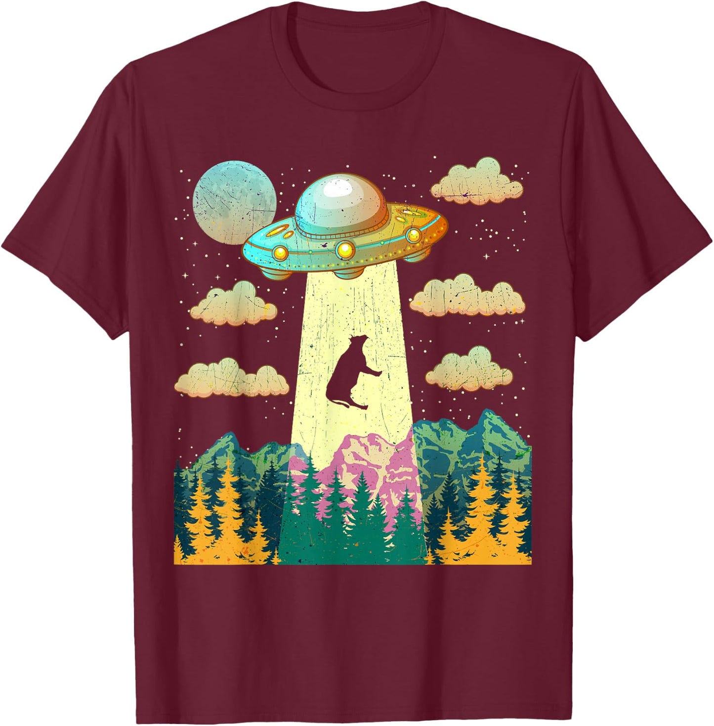 Cow UFO Abduction Vintage BELIEVE Retro Gift T-Shirt - T-Shirt | Maroon
