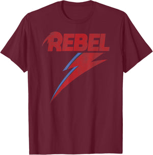 Official David Bowie Distressed Rebel Music T-Shirt - T-Shirt | Maroon