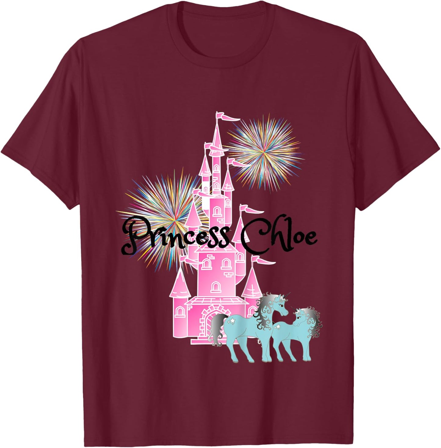 Kids Princess Chloe Name Girls Personalized Custom T-Shirt - T-Shirt | Maroon