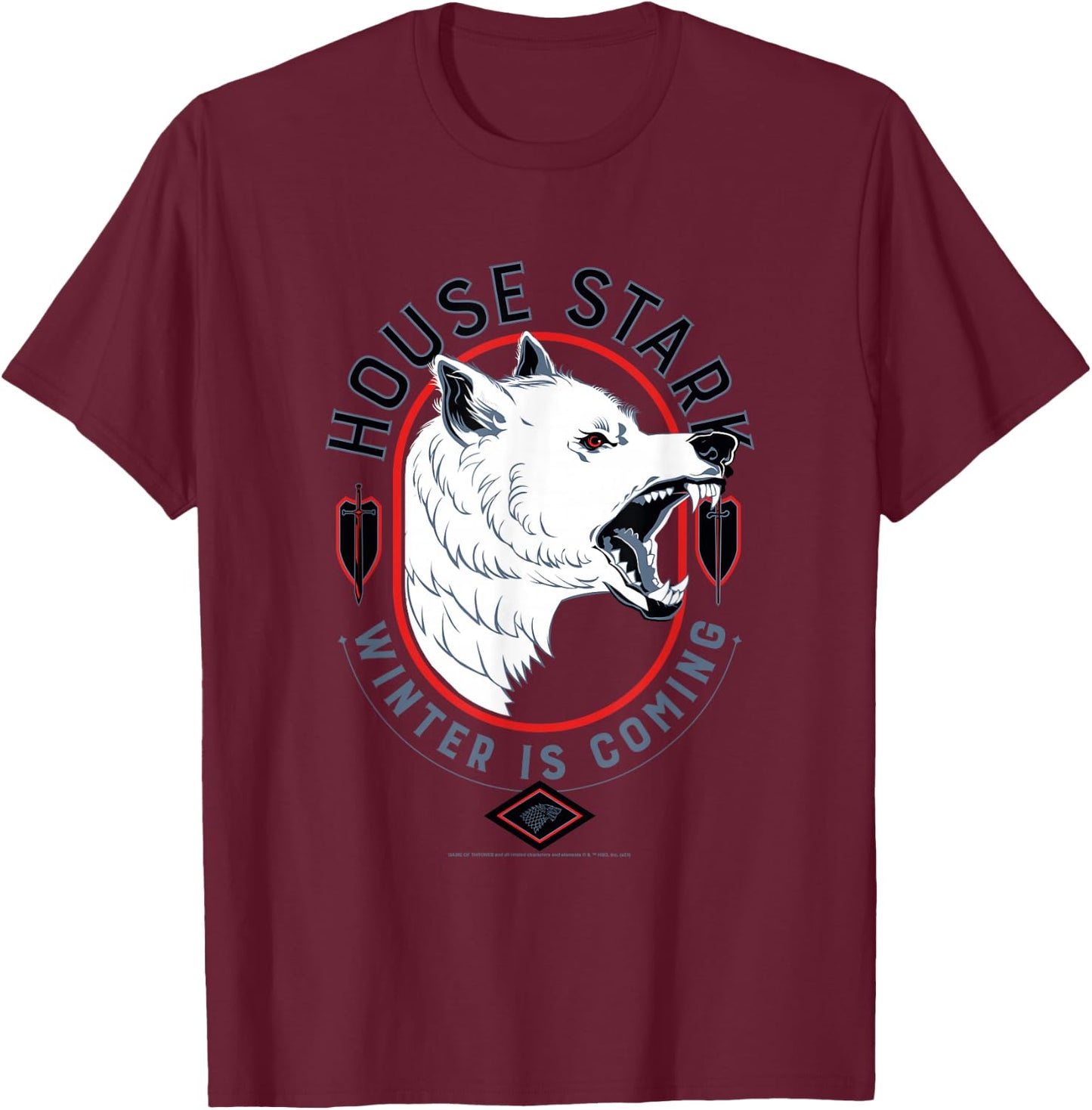 Game of Thrones House Stark Winter is Coming T-Shirt - T-Shirt | Maroon