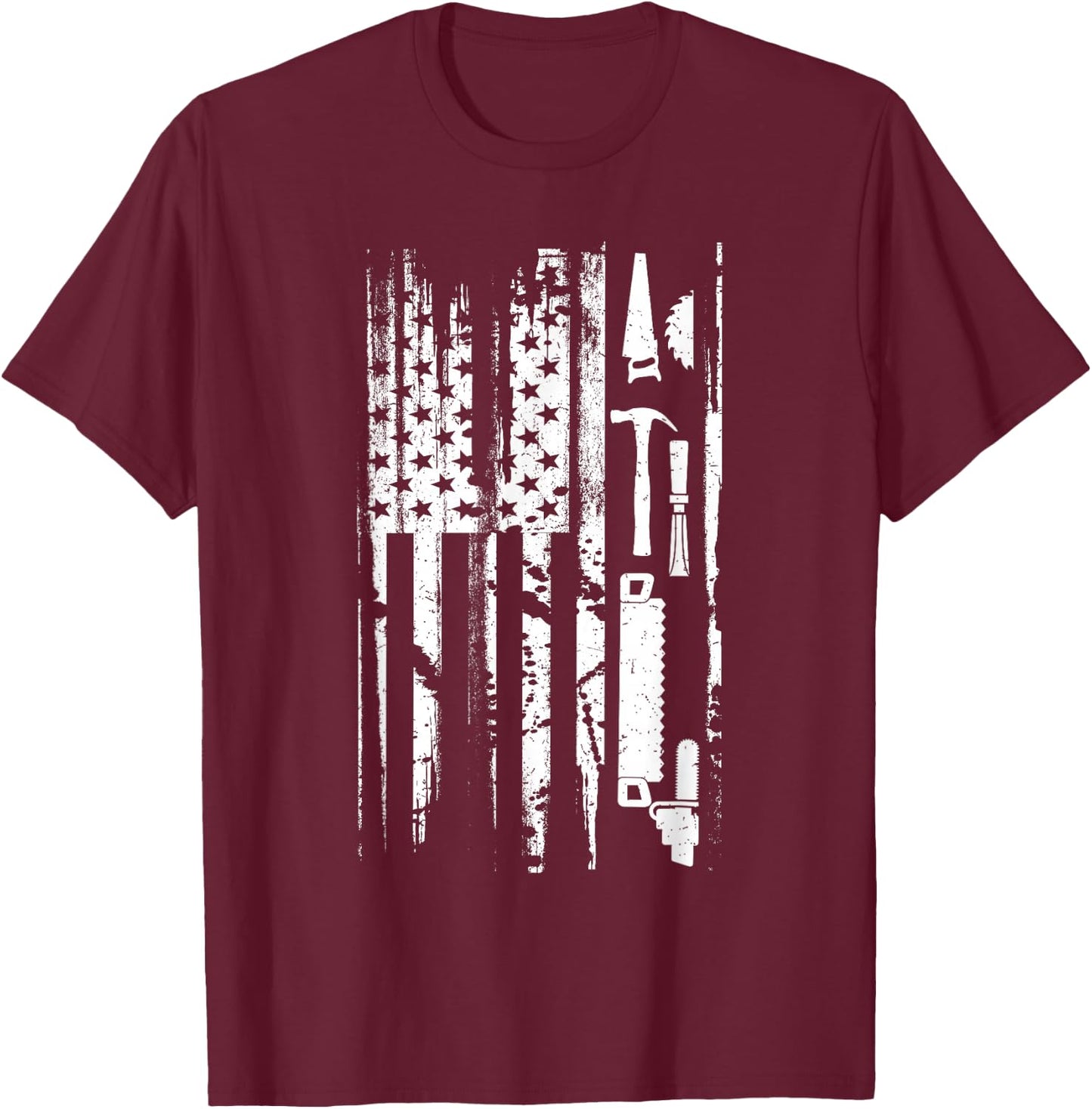 American Flag Woodworking Gift Carpenter Wood Working Small T-Shirt - T-Shirt | Maroon