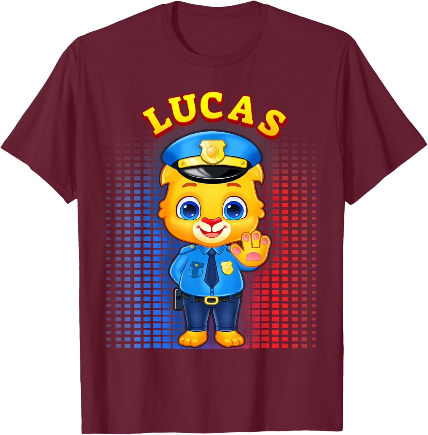 Lucas The Police Officer | Police Costume for Kids T-Shirt - T-Shirt | Maroon