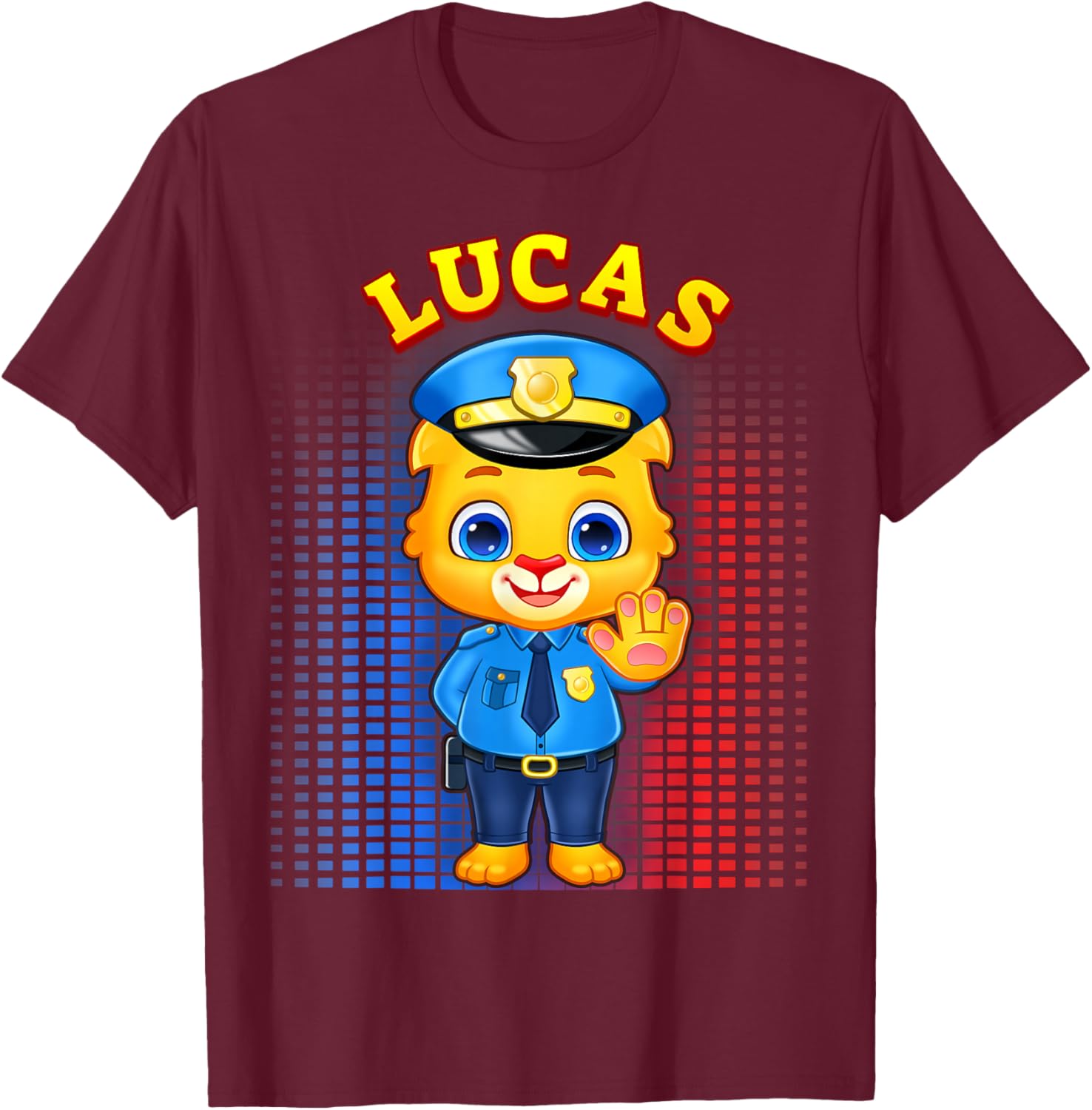 Lucas The Police Officer | Police Costume for Kids T-Shirt - T-Shirt | Maroon