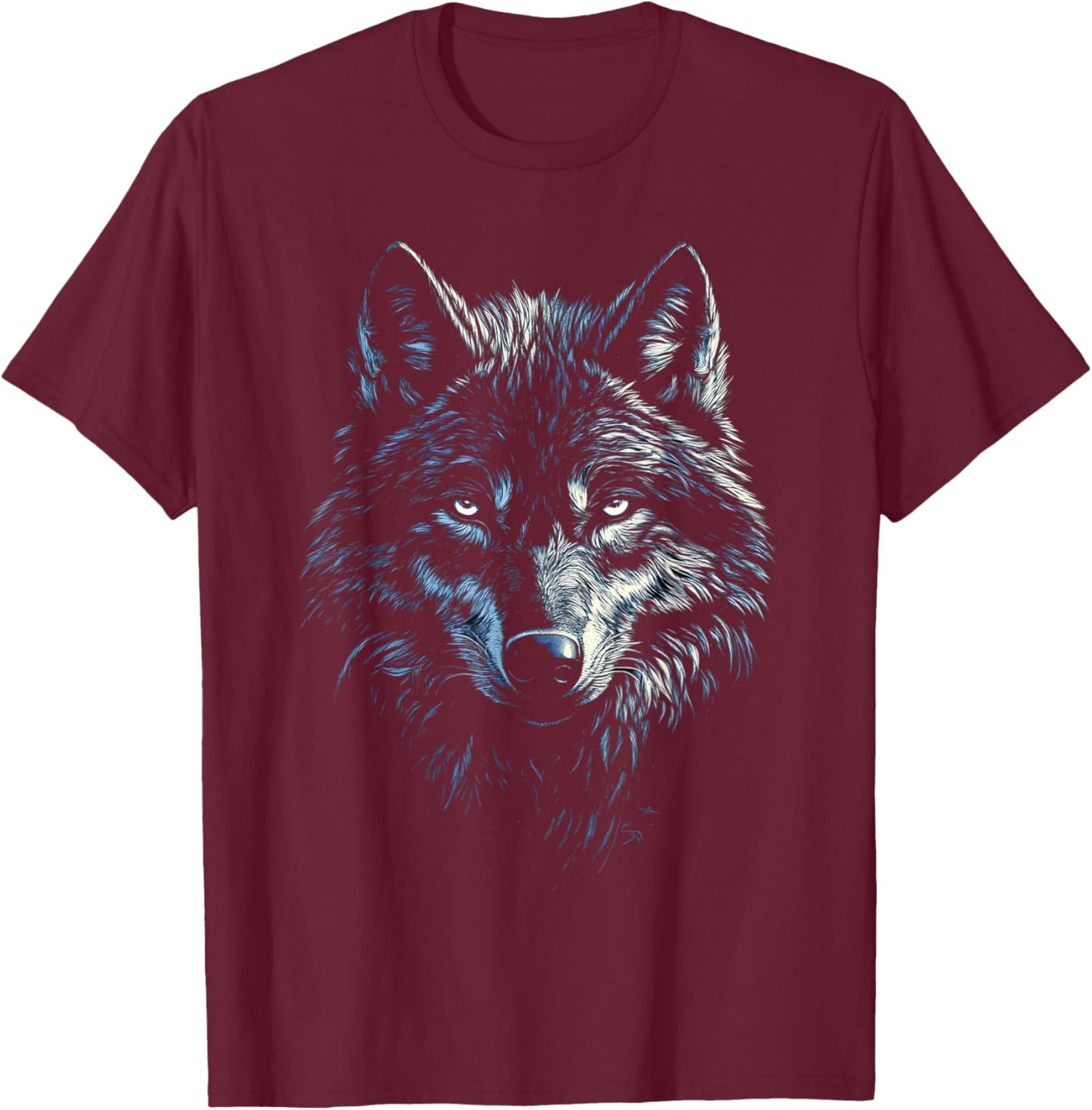 Timber Wolf Face Portrait Distressed Graphic Art Lover Gifts T-Shirt - T-Shirt | Maroon