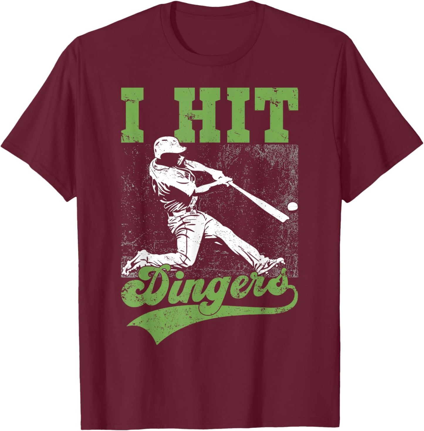 I Hit Dingers Gifts For A Baseball Fan Shirt Funny Gift T-Shirt - T-Shirt | Maroon