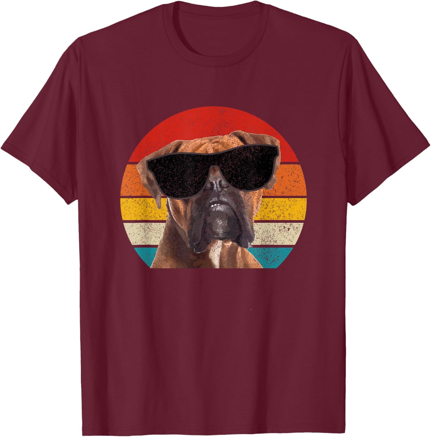 Boxer Dog Sunglasses Vintage Funny Dog Men Women Kids T-Shirt - T-Shirt | Maroon