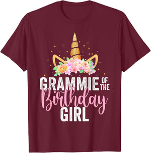Grammie Of The Birthday Girl Unicorn Girls Family Matching T-Shirt - T-Shirt | Maroon
