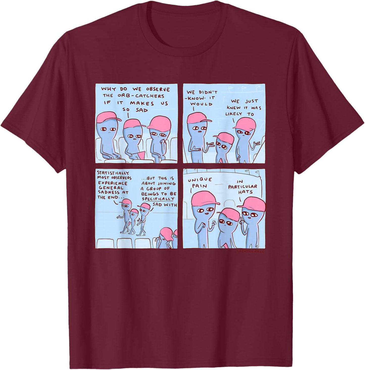 Threadless Nathan W. Pyle Strange Planet Unique Pain Graphic T-Shirt - T-Shirt | Maroon