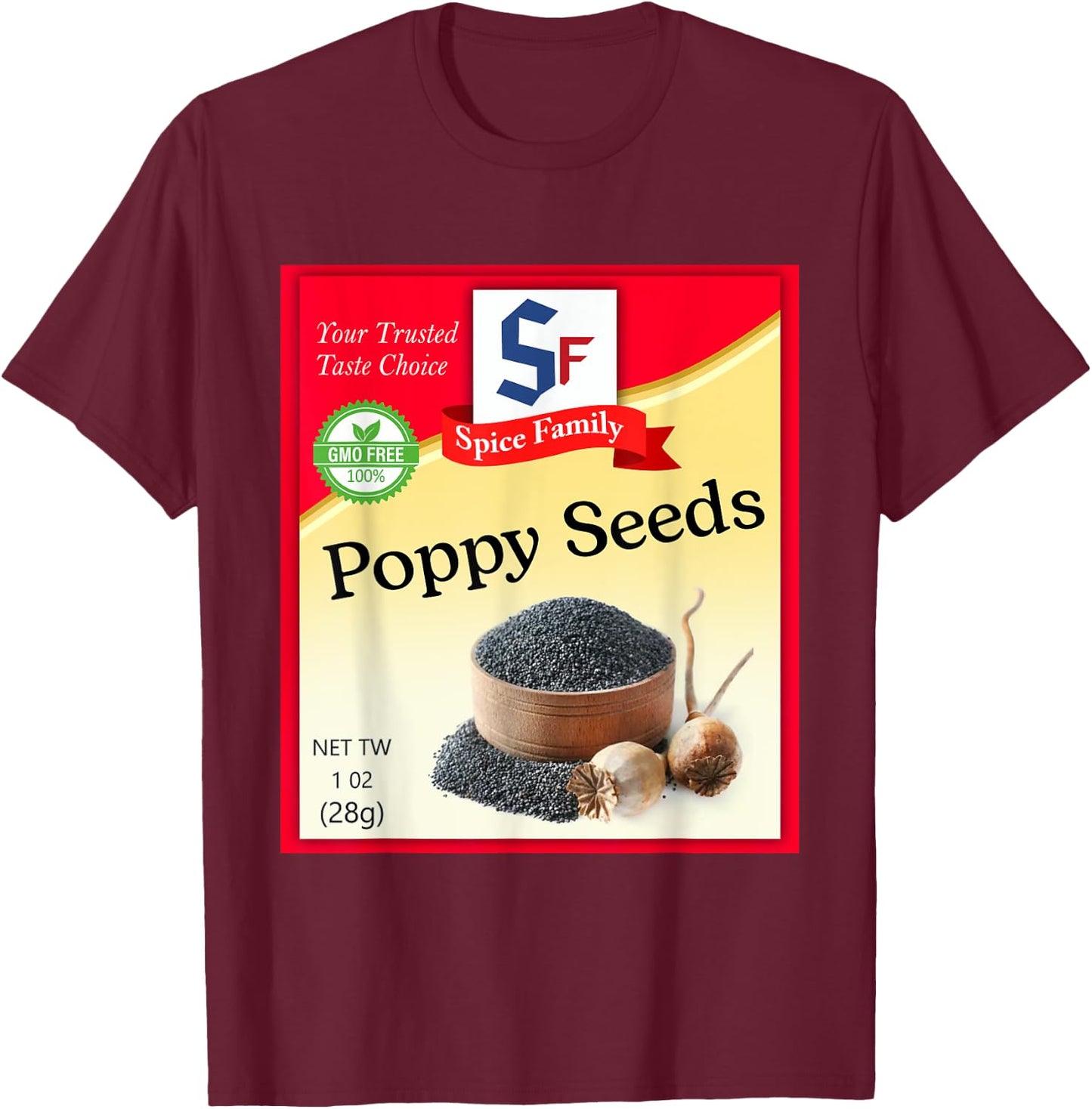 Poppy Seeds Condiment Costume Holiday Spice Costumes T-Shirt - T-Shirt | Maroon