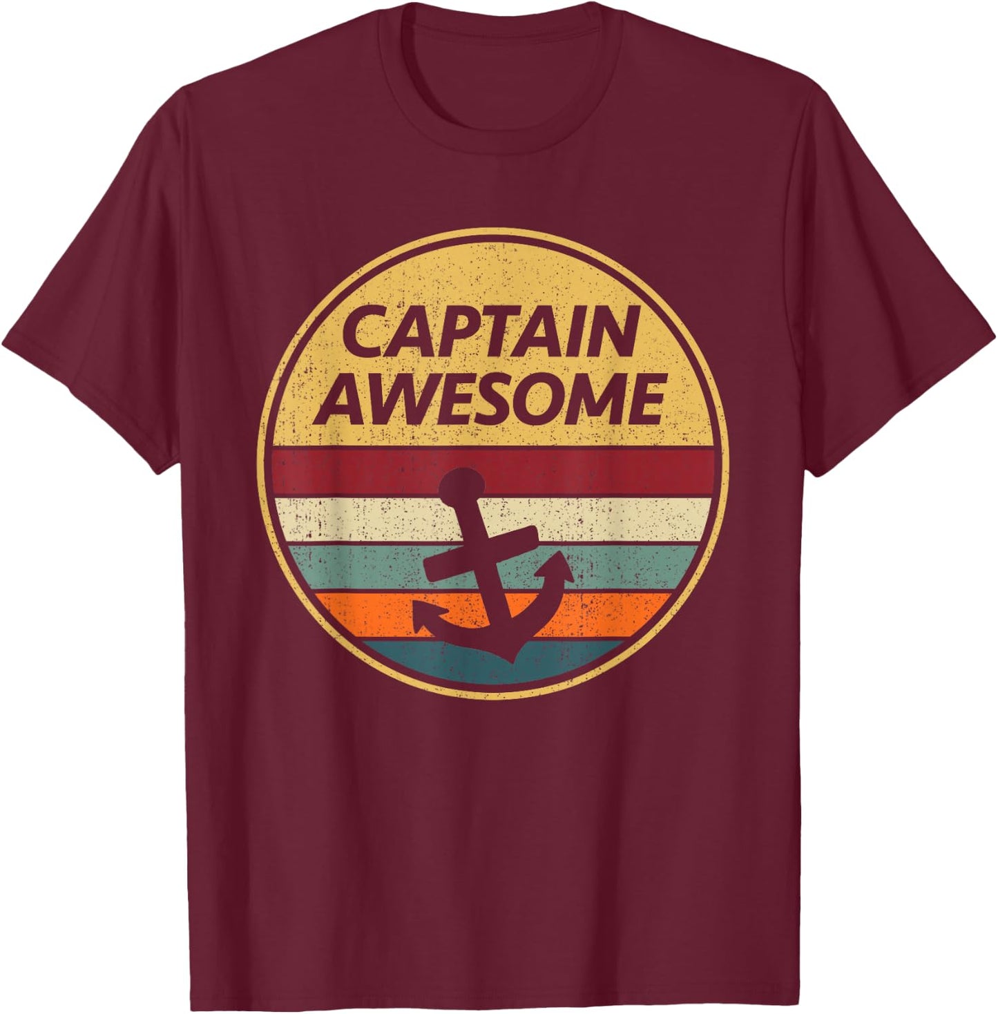 Retro Anchor Sailboat - Vintage Sailing Captain Awesome T-Shirt - T-Shirt | Maroon