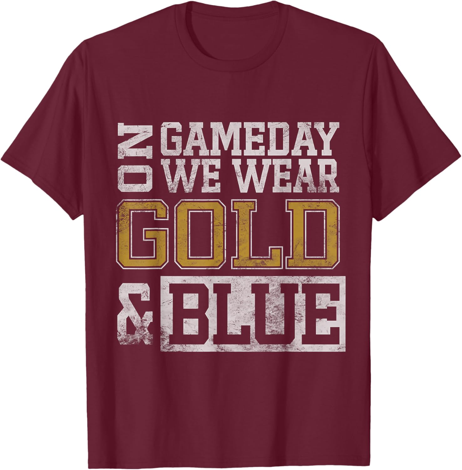 Blue Gold Game Day Group School Tournament Team Cheerleaders T-Shirt - T-Shirt | Maroon