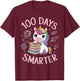 100 Days Smarter Happy 100th Day Of School Unicron Girls T-Shirt - T-Shirt | Maroon