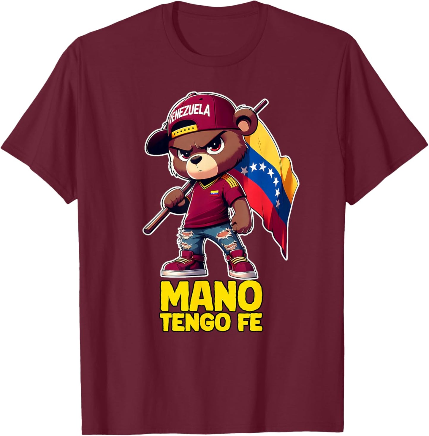 Vinotinto Venezuela Mano Tengo FE Shirt Teddy Bear T-Shirt - T-Shirt | Maroon