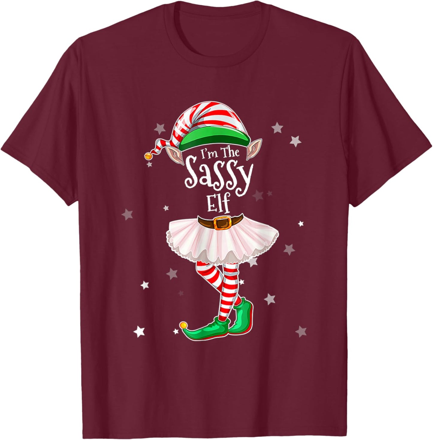 I'm The Sassy Elf Matching Christmas Costume Shirt T-Shirt - T-Shirt | Maroon