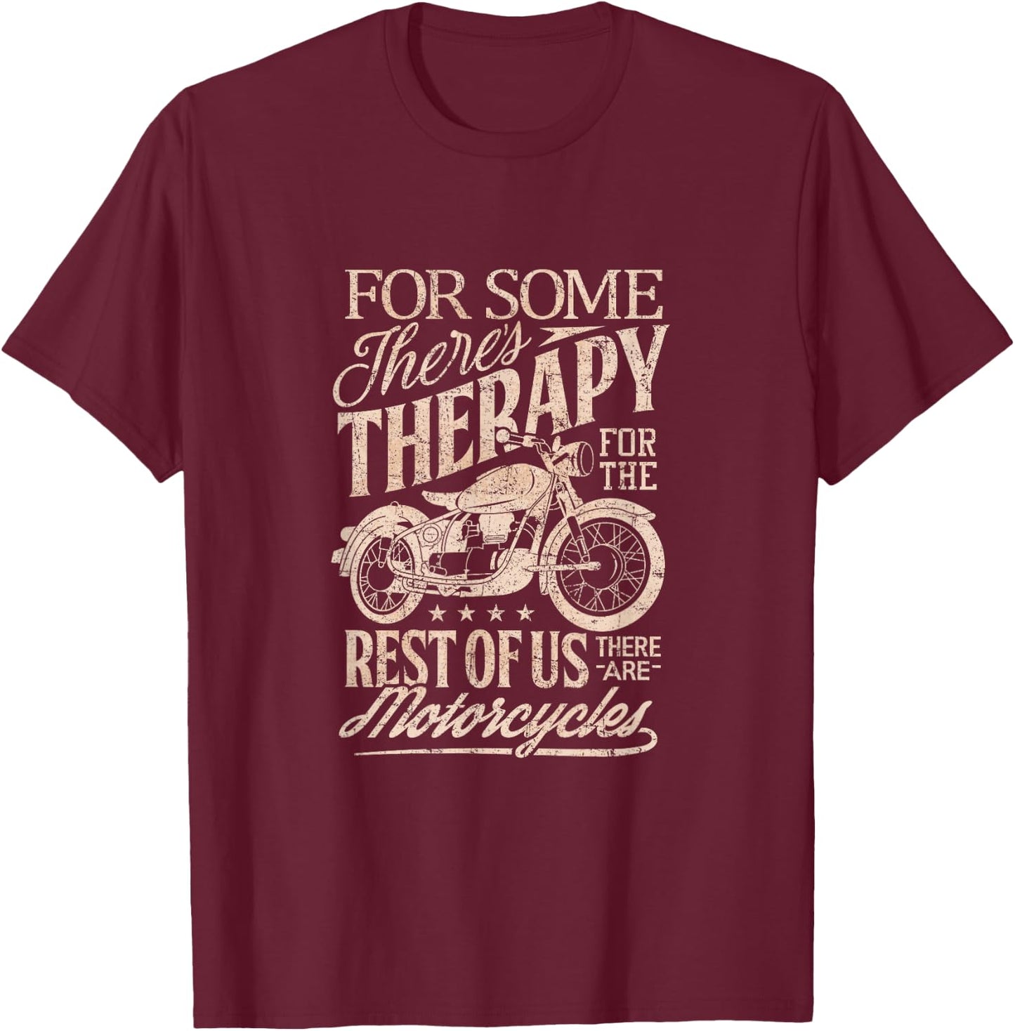Retro Vintage Motorcycle Rider Therapy T Shirt T-Shirt - T-Shirt | Maroon