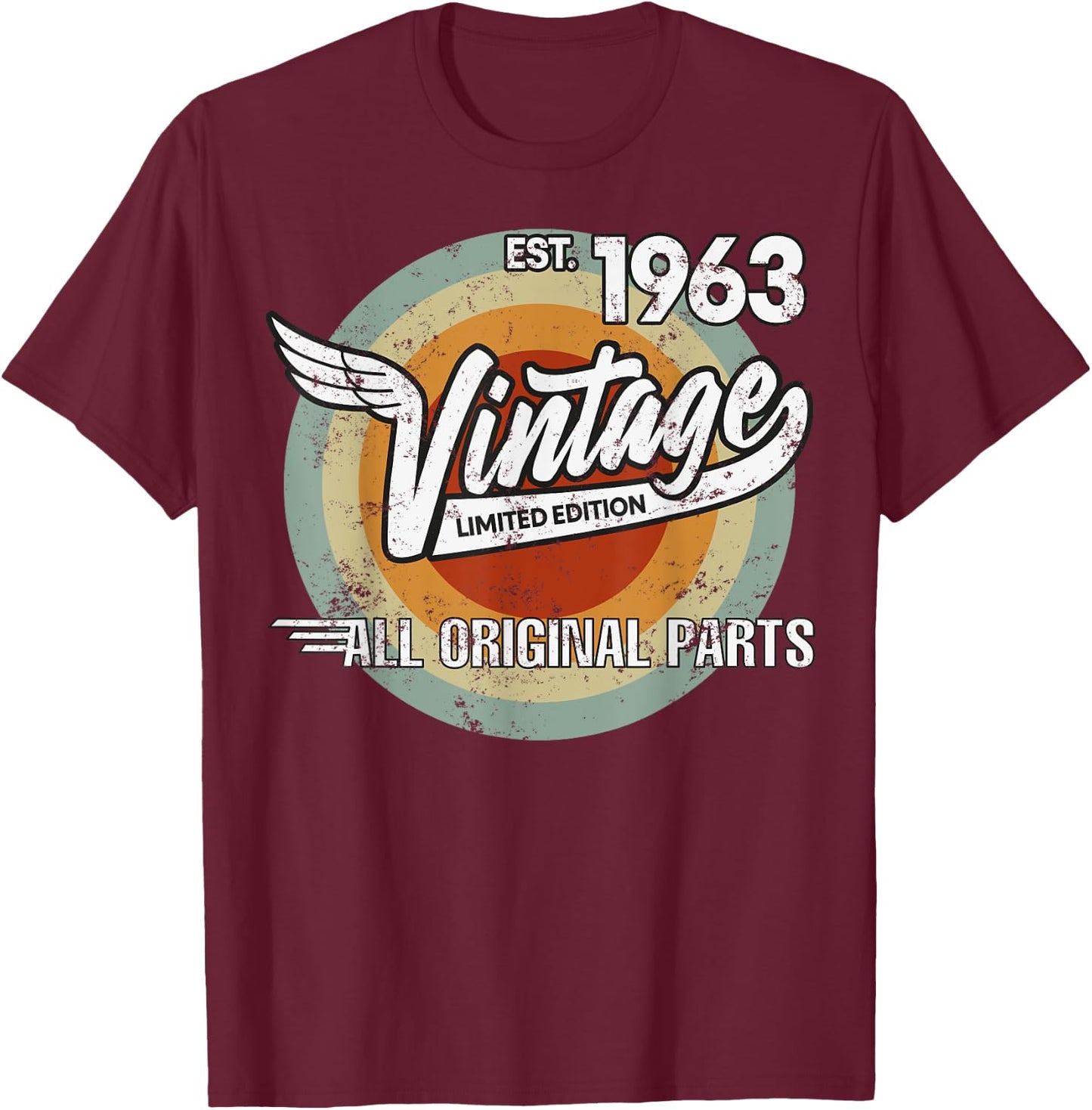 1963 Born Made in 1963 Vintage Biker Birthday Gifts T-Shirt - T-Shirt | Maroon