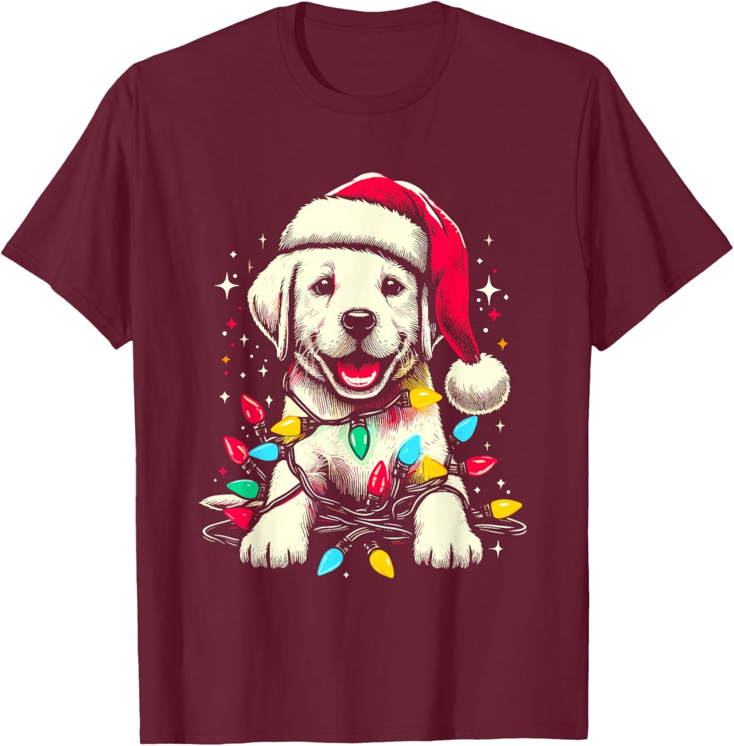 Labrador Santa Hat - Cute Colorful Dog Puppy Christmas Lover T-Shirt - T-Shirt | Maroon