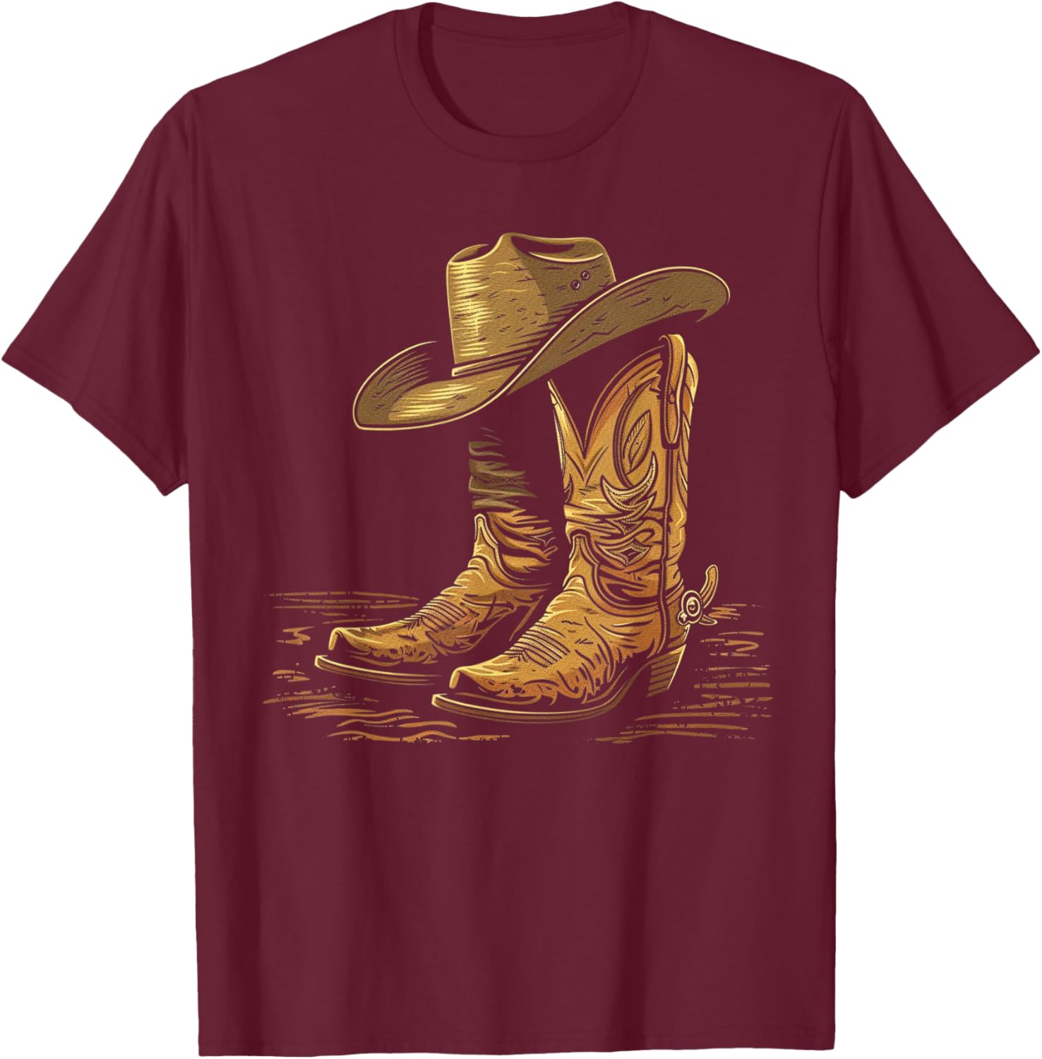 Howdy Cowboy Western Men Rodeo Texas Shirts T-Shirt - T-Shirt | Maroon