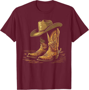 Howdy Cowboy Western Men Rodeo Texas Shirts T-Shirt - T-Shirt | Maroon