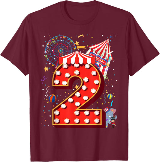 2 Year Old Circus Top Birthday Carnival 2nd Party Toddler T-Shirt - T-Shirt | Maroon