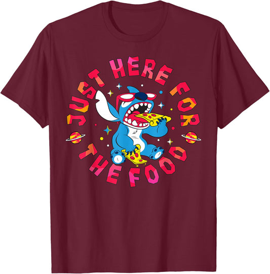 Disney Lilo & Stitch Just Here for The Food T-Shirt - T-Shirt | Maroon