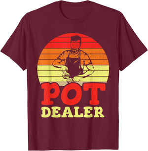 Vintage Pot Dealer Distressed Barista Coffee Lovers T-Shirt - T-Shirt | Maroon