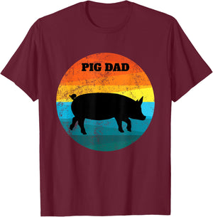 Pot Belly PIG DAD Vintage Retro Men Women Kids Teen Gift T-Shirt - T-Shirt | Maroon