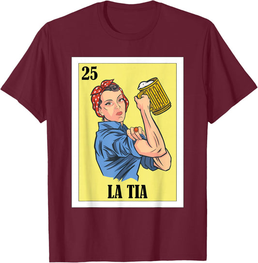 Funny Mexican Design for Aunt - La Tia T-Shirt - T-Shirt | Maroon