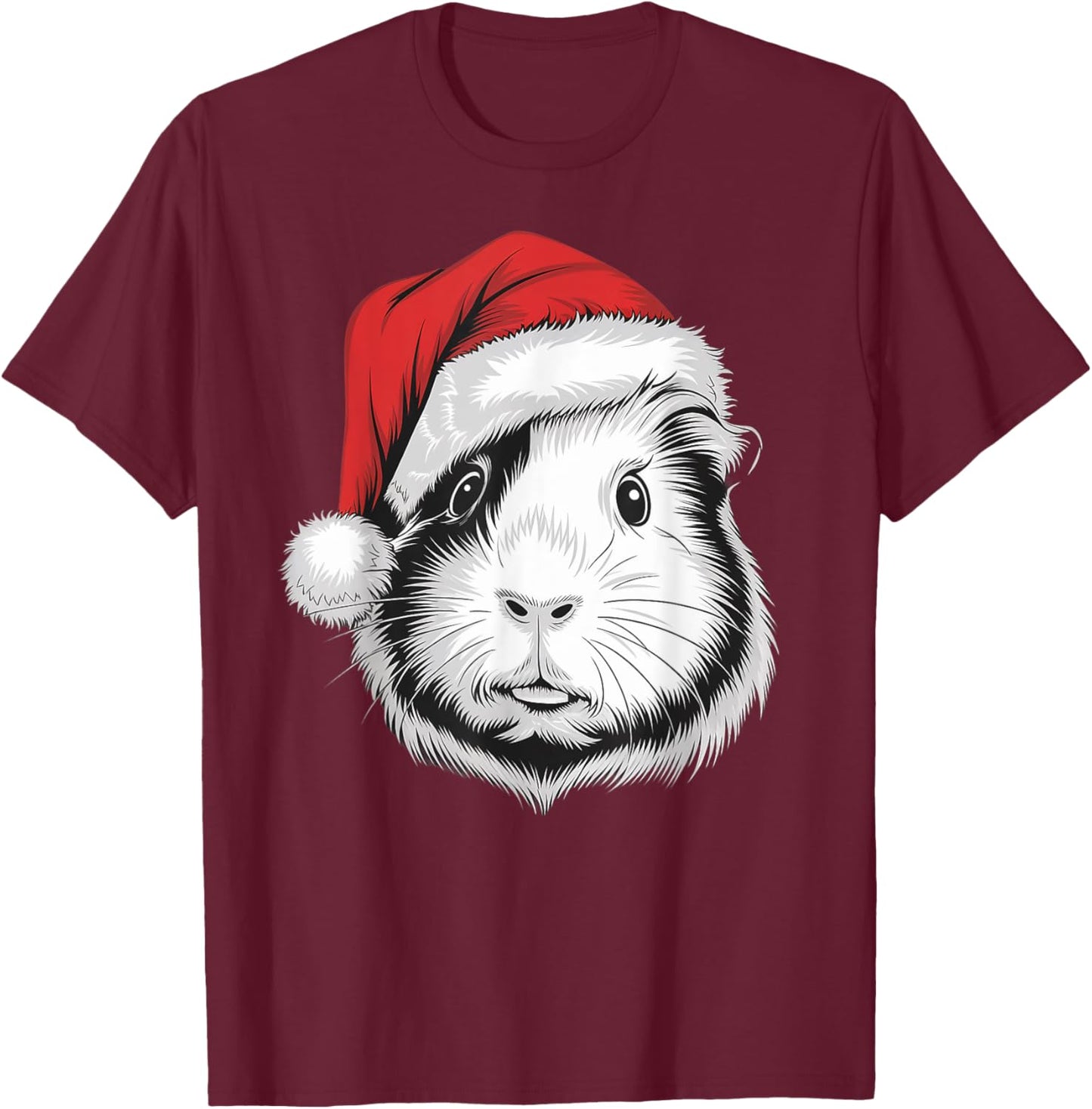Joyful Guinea pig Santa on Guinea pig Christmas T-Shirt - T-Shirt | Maroon