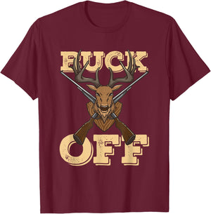 Buck Off Funny Pun Deer Hunter Quote Saying T-Shirt - T-Shirt | Maroon