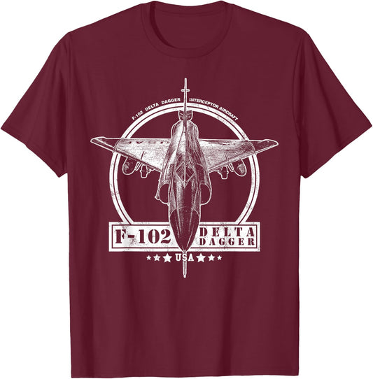 F-102 Delta Dagger Aircraft T-Shirt - T-Shirt | Maroon