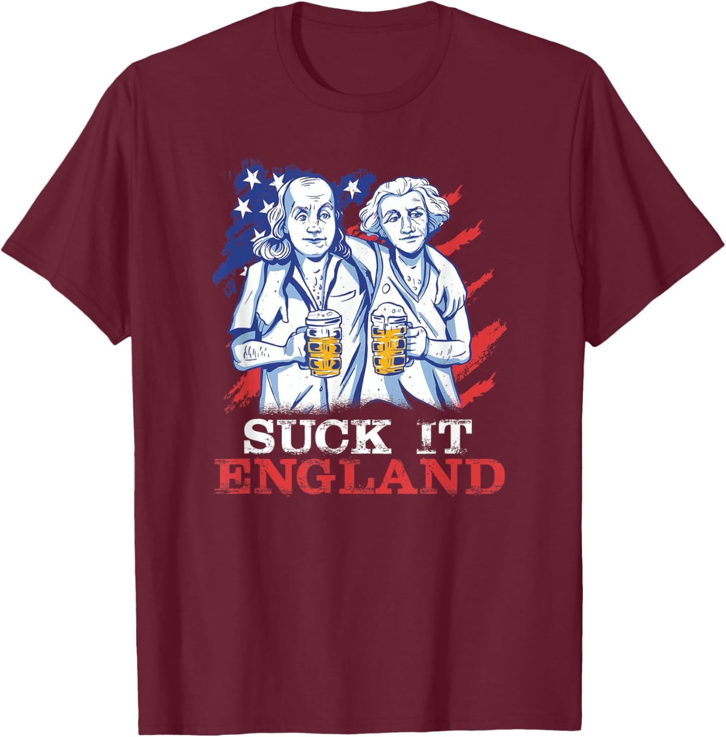 Suck-It England Funny 4th of July George Washington Men T-Shirt - T-Shirt | Maroon