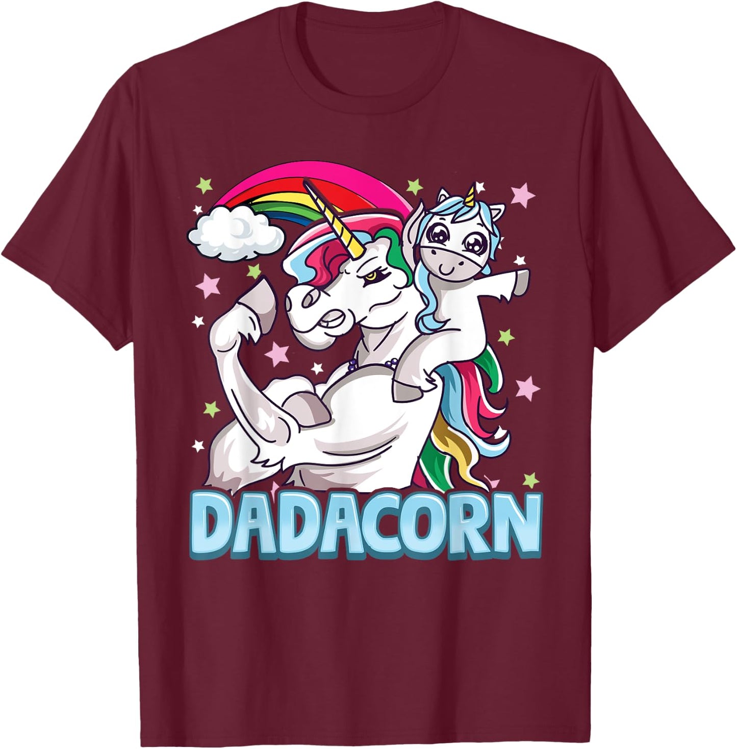 Dadacorn Dad Funny Unicorn Dad Papacorn Dadicorn T-Shirt - T-Shirt | Maroon