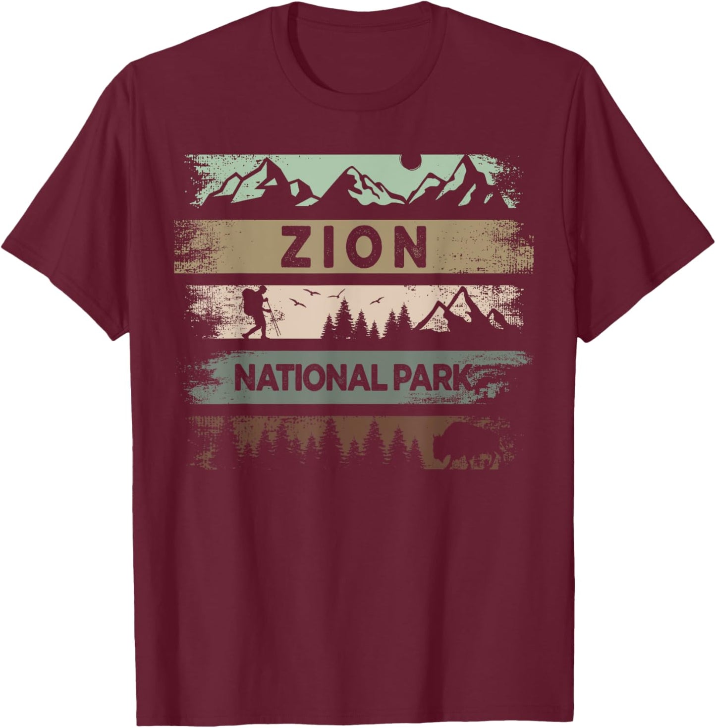Retro Zion National Park Zion Nature Park US Vintage Zion T-Shirt - T-Shirt | Maroon