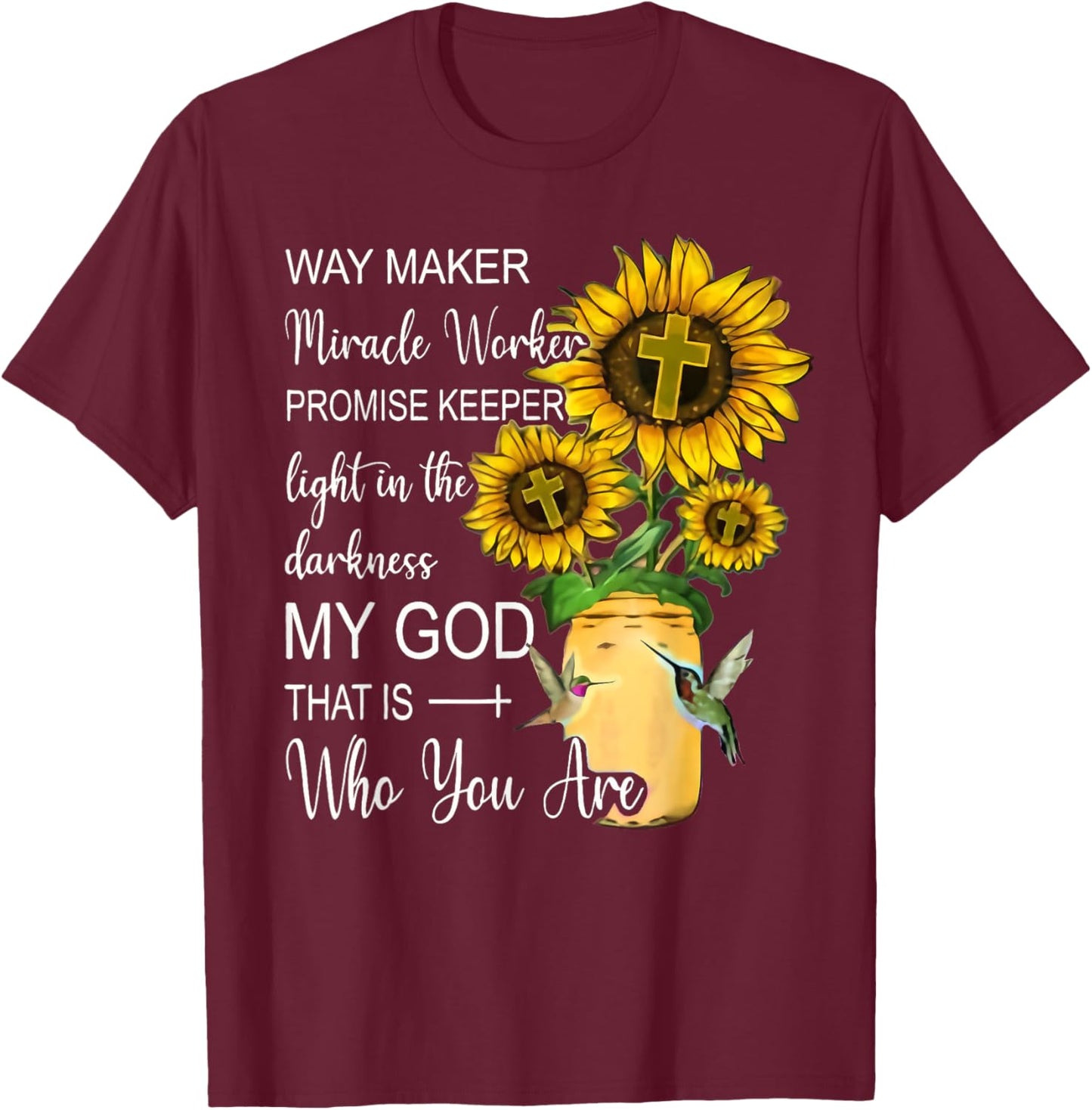 Way Maker Waymaker Promise Keeper Miracle Worker Christian T-Shirt - T-Shirt | Maroon