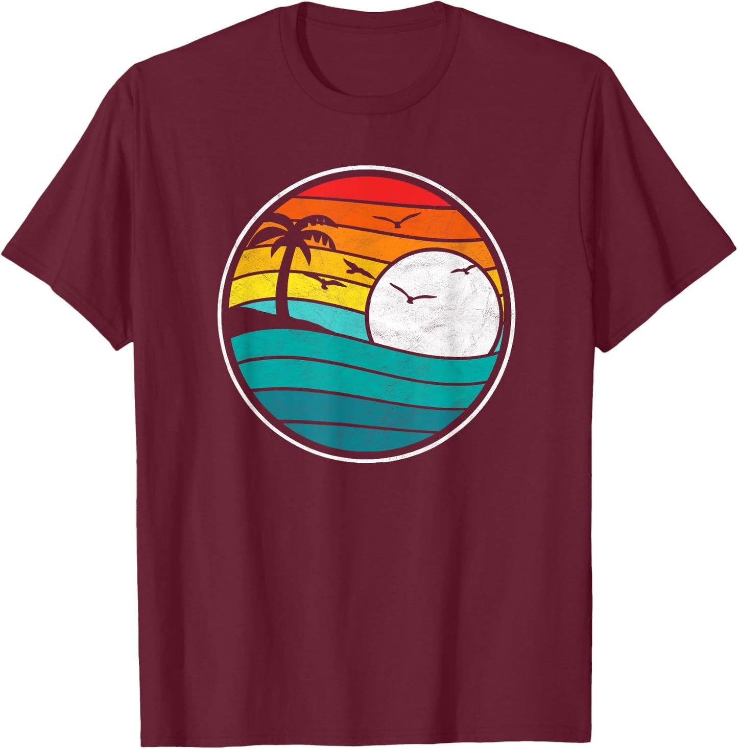 Retro Eighties Beach & Surf Graphic 80's Vibe Graphic Women Girls Kids T-Shirt - T-Shirt | Maroon