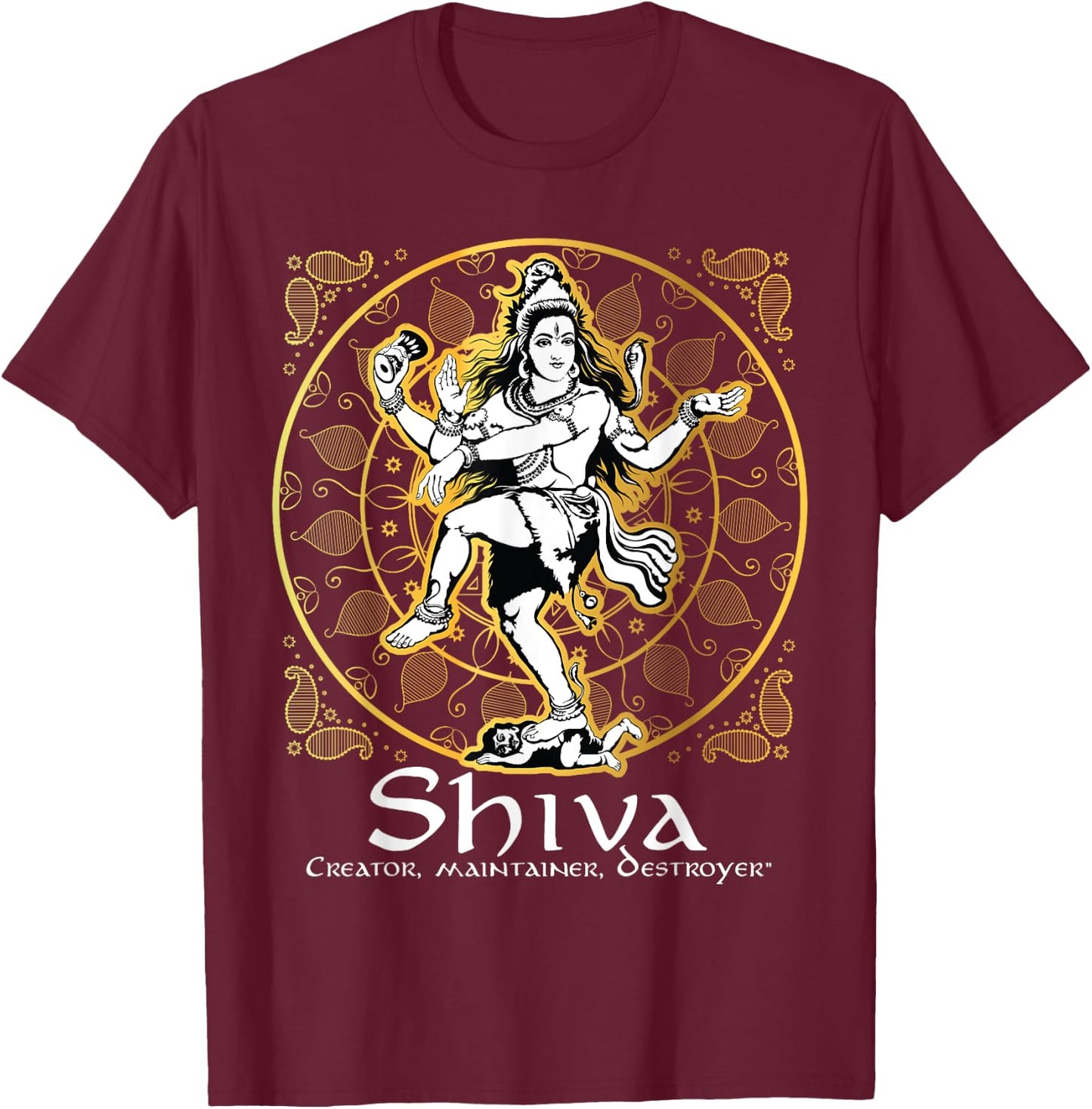 Shiva 'Creator, Maintainer, Destroyer' Hindu Gods Lord Shiva T-Shirt - T-Shirt | Maroon