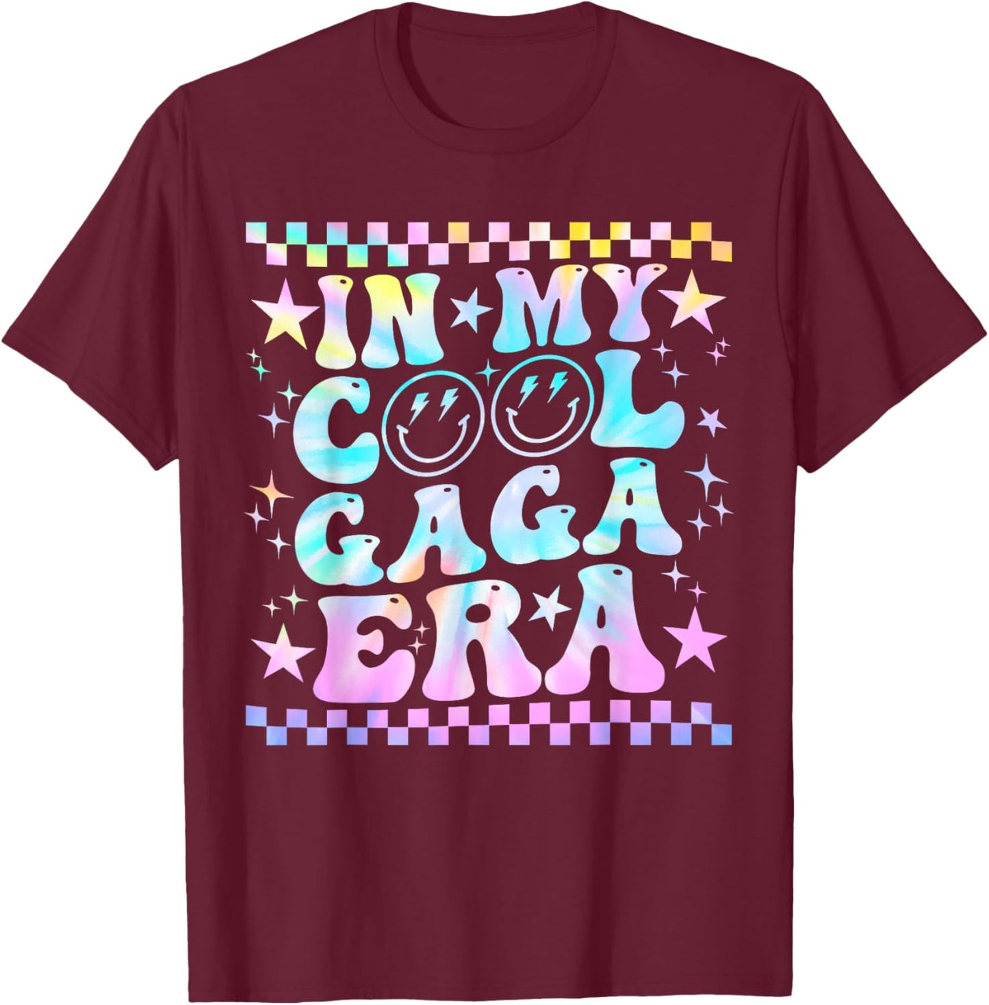 Tie Dye Groovy In My Cool Gaga Era Funny Family T-Shirt - T-Shirt | Maroon