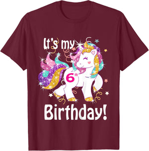 Its my 6th birthday Unicorn (6 Year Old) Shirt Girls T-Shirt - T-Shirt | Maroon