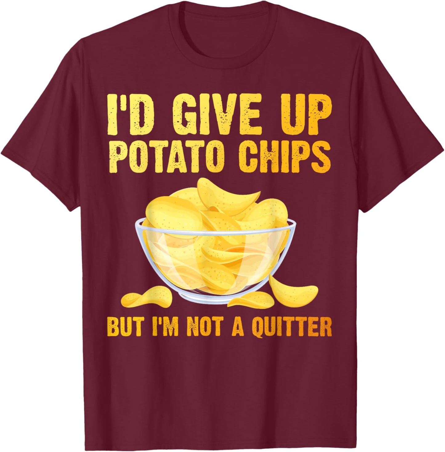 Funny Potato Chips Art Women Kids Bag of Chips Lover T-Shirt - T-Shirt | Maroon