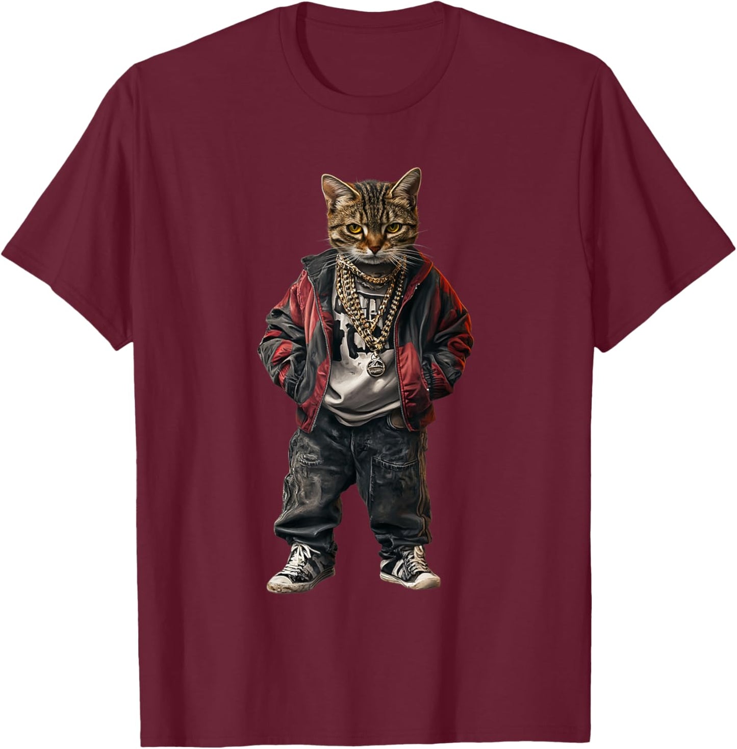 Thug Gangster Life Cat For Hip Hop Fans Meme and Cat lovers T-Shirt - T-Shirt | Maroon