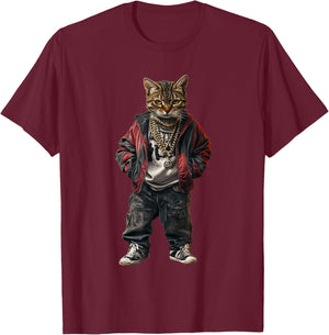 Thug Gangster Life Cat For Hip Hop Fans Meme and Cat lovers T-Shirt - T-Shirt | Maroon