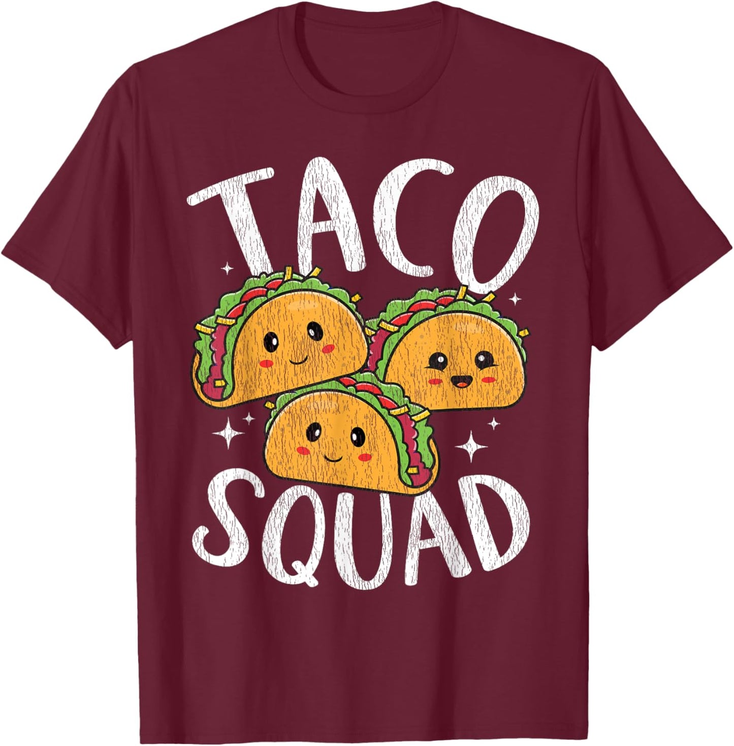 Kawaii Taco Squad For Tacos Lover Men Women Kids Vintage T-Shirt - T-Shirt | Maroon