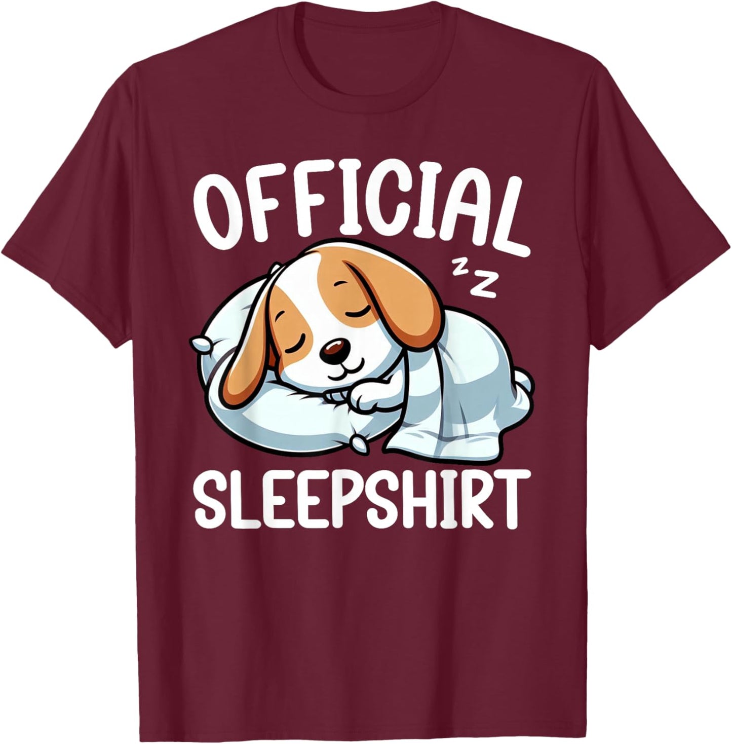 Official Sleepshirt Beagle Lover Funny Lazy Nap Dog Pajama T-Shirt - T-Shirt | Maroon