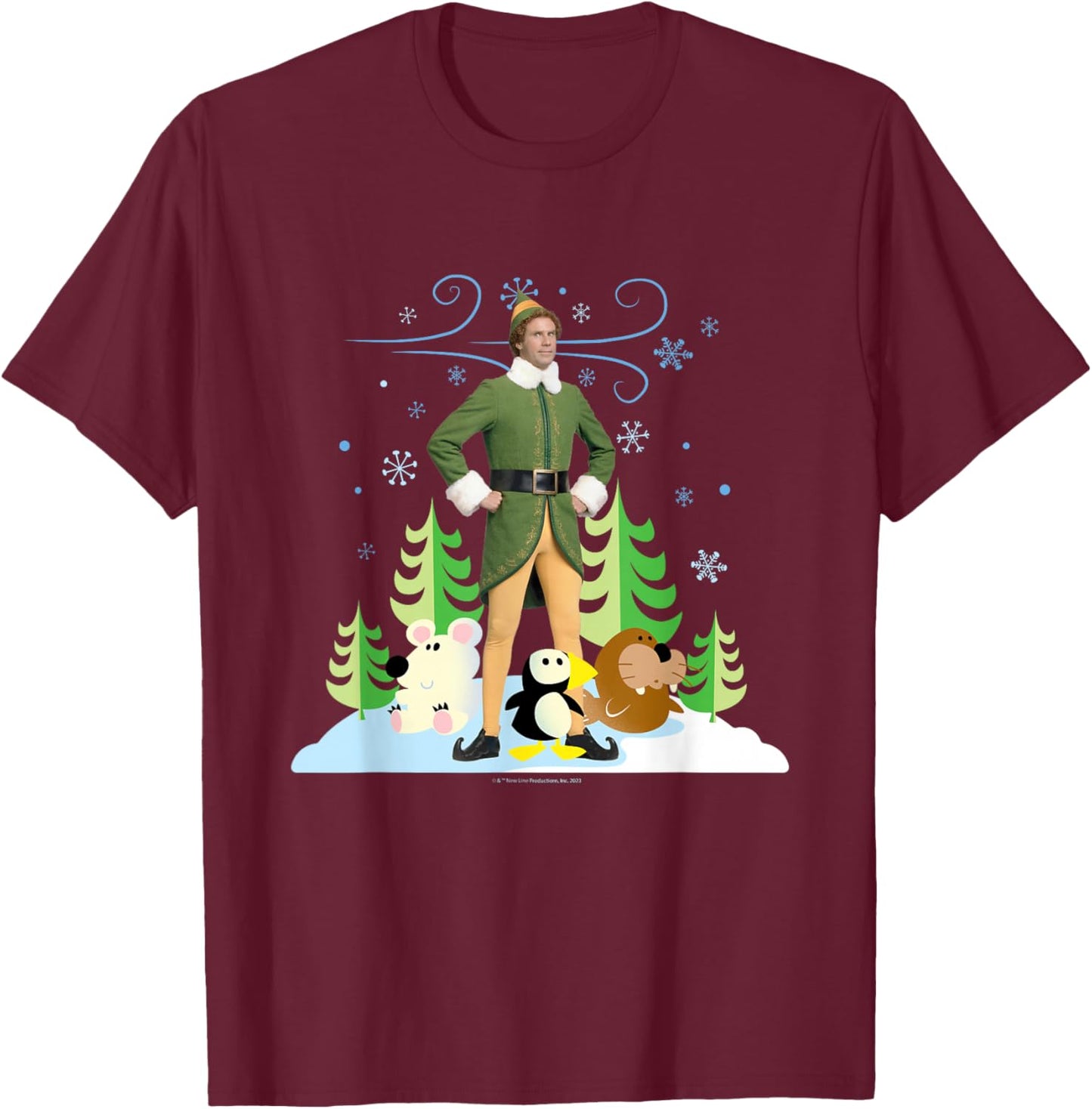 Elf - Buddy And Arctic Puppets T-Shirt - T-Shirt | Maroon