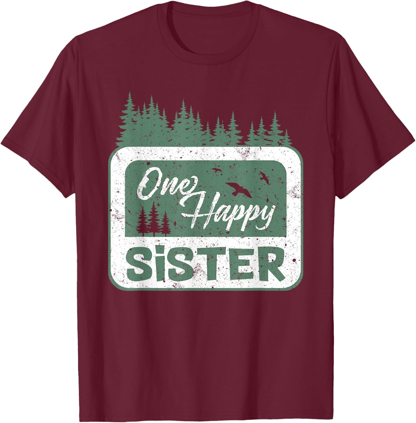 One Happy Sister Camper 1St Birthday Camping Bear T-Shirt - T-Shirt | Maroon