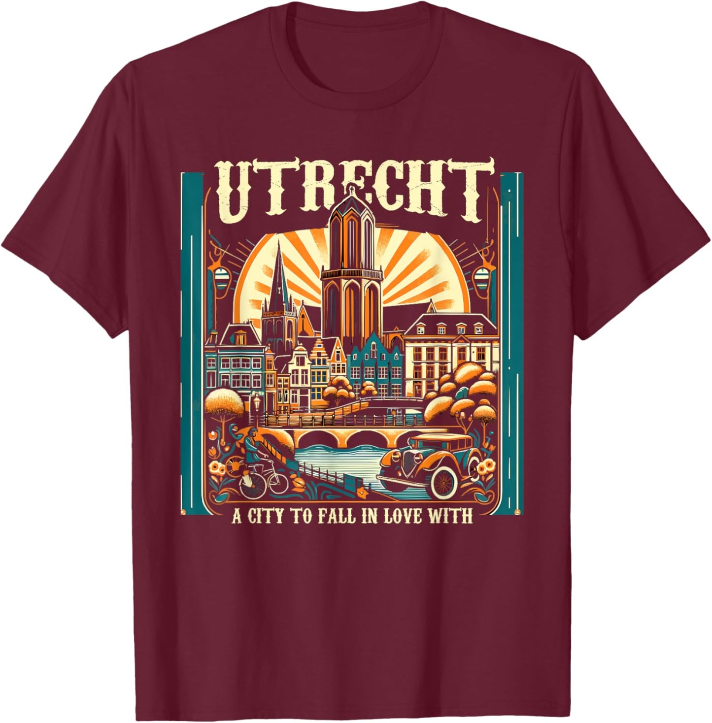 Utrecht Netherlands Travel Vacation I Love Utrecht T-Shirt - T-Shirt | Maroon