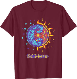 Trust the Universe Sun Moon, Positive Self Care T-Shirt - T-Shirt | Maroon
