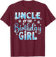 Uncle Of The Birthday Girl Snowflakes Themed Matching T-Shirt - T-Shirt | Maroon
