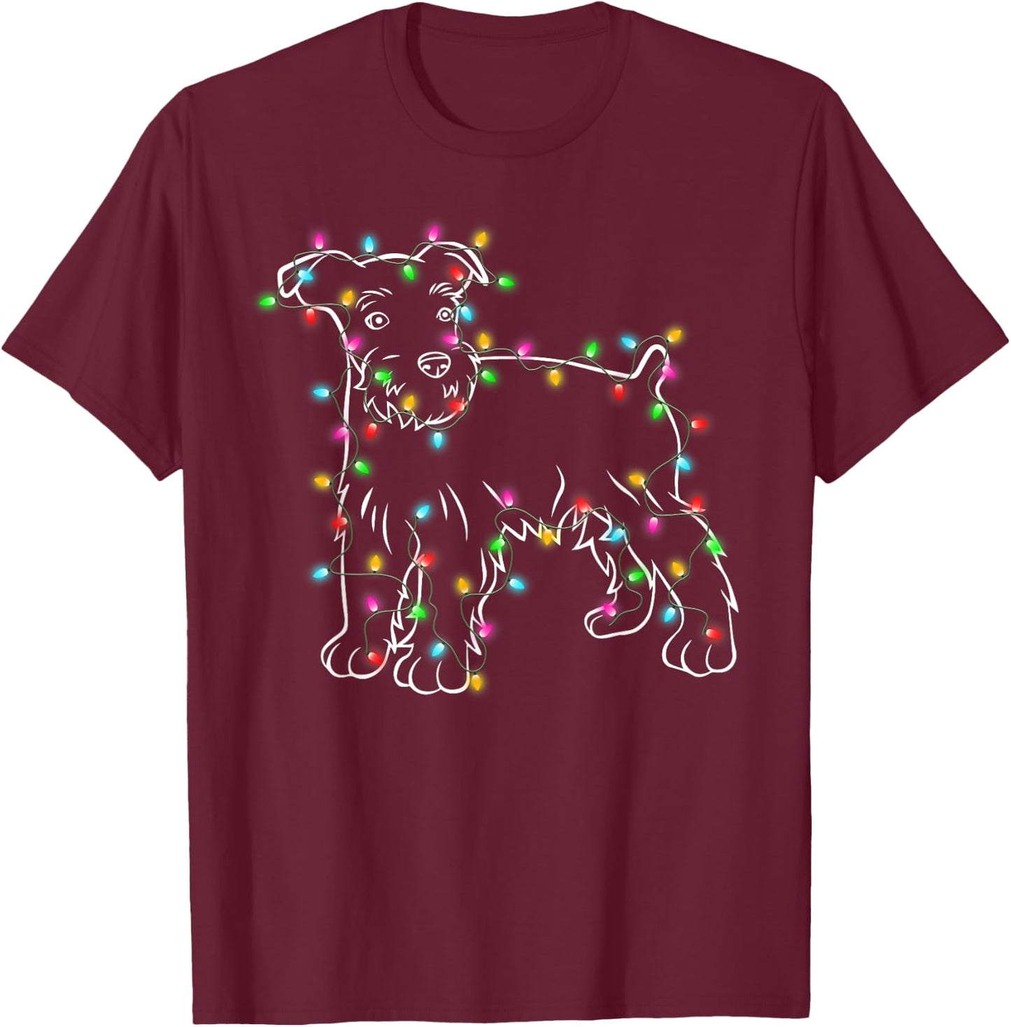 Schnauzer Dogs Tree Christmas Sweater Xmas Pet Animal Dog Women Kids T-Shirt - T-Shirt | Maroon